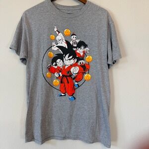 Dragon Ball Z Shirt‎ Mens Medium Gray Anime Graphic Goku Krillin Yamcha Tien